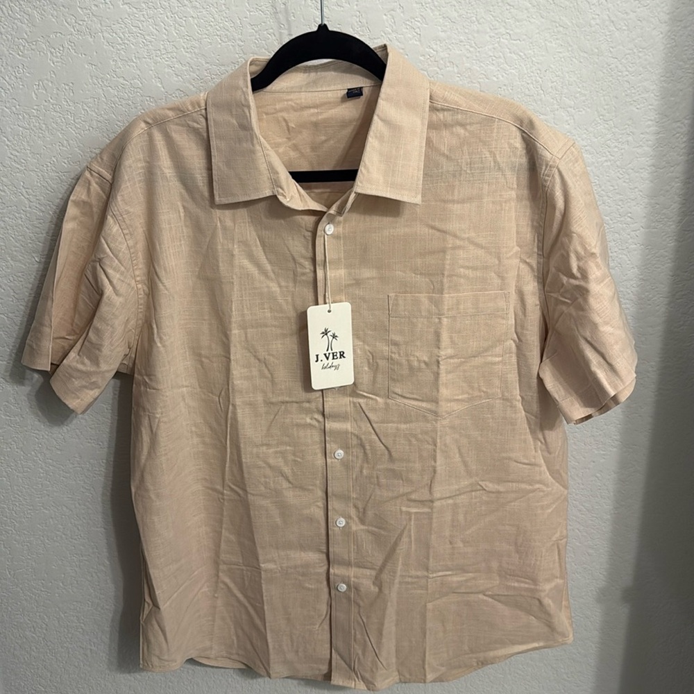 J.VER Men's Linen Short Sleeve Shirt